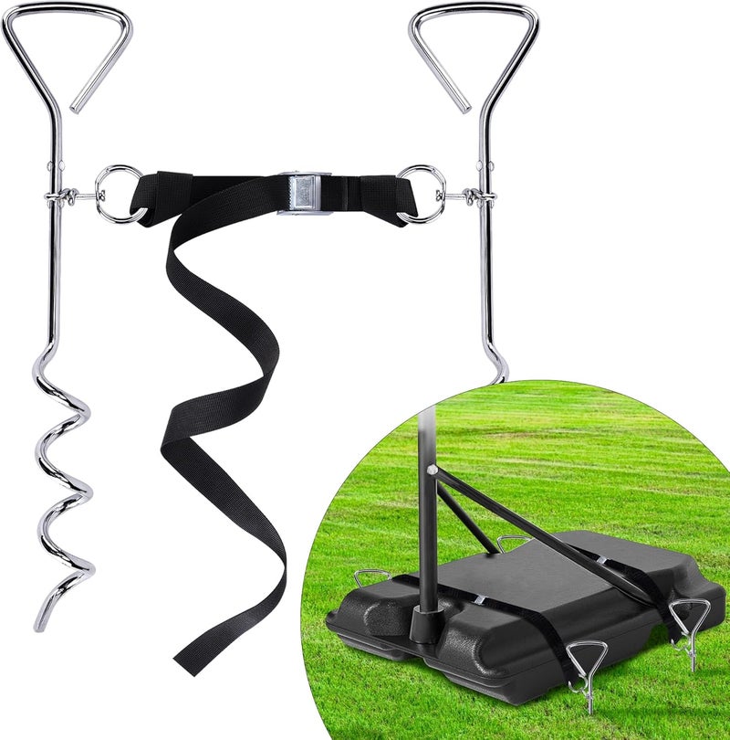 RunNico Basketball Goal Anchor, Heavy Duty Basketball Hoop Tie Down Kit, Court Setup Ground Stakes with Adjustable Straps for Basketball Mounting Trampoline Swing Tent - Image 1
